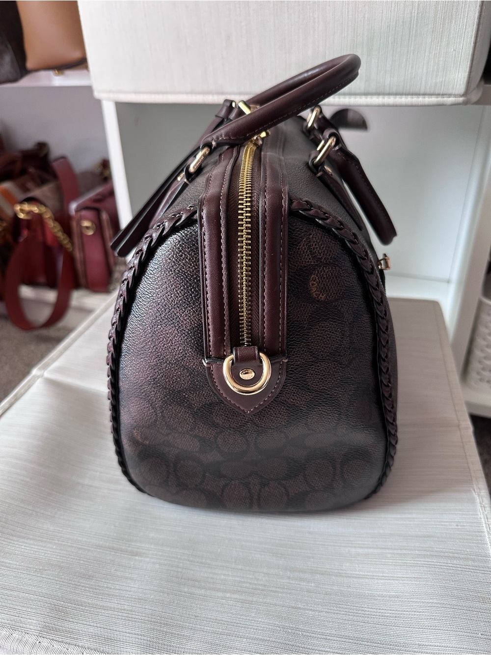 Coach Brown Signature Satchel with Braided Trim and Gold Hardware - Picture 10 of 10